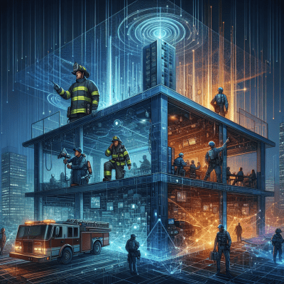 ERRCS network ensuring reliable public safety communication for first responders in a modern building.