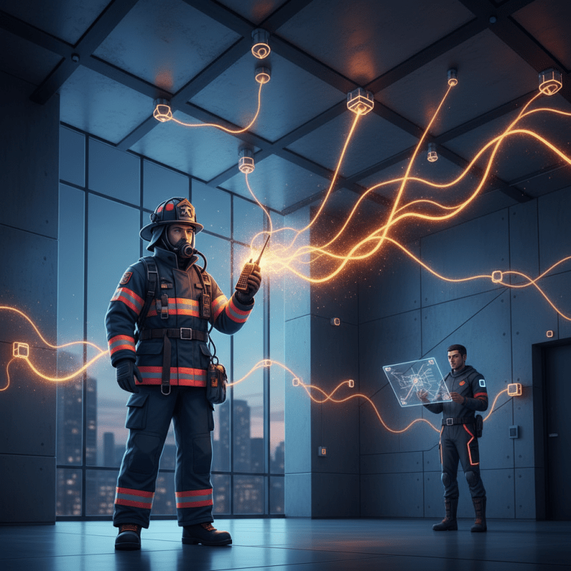 Firefighter radio connects to ERRCS nodes to eliminate dead zones and ensure first responder safety.