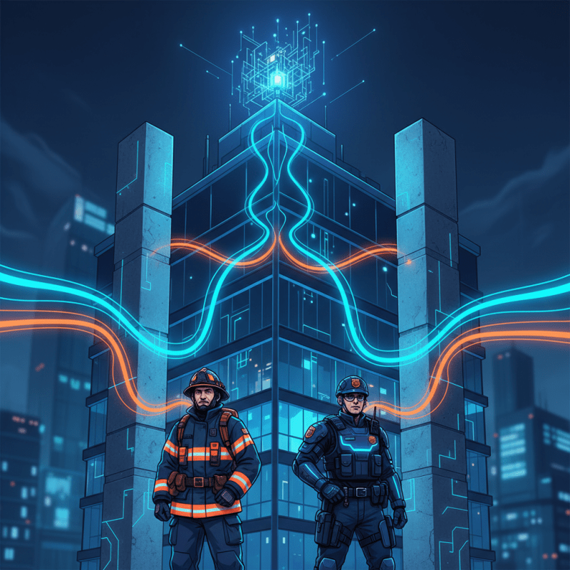 First responders use an in-building ERCES for seamless public safety communication inside a concrete high-rise.